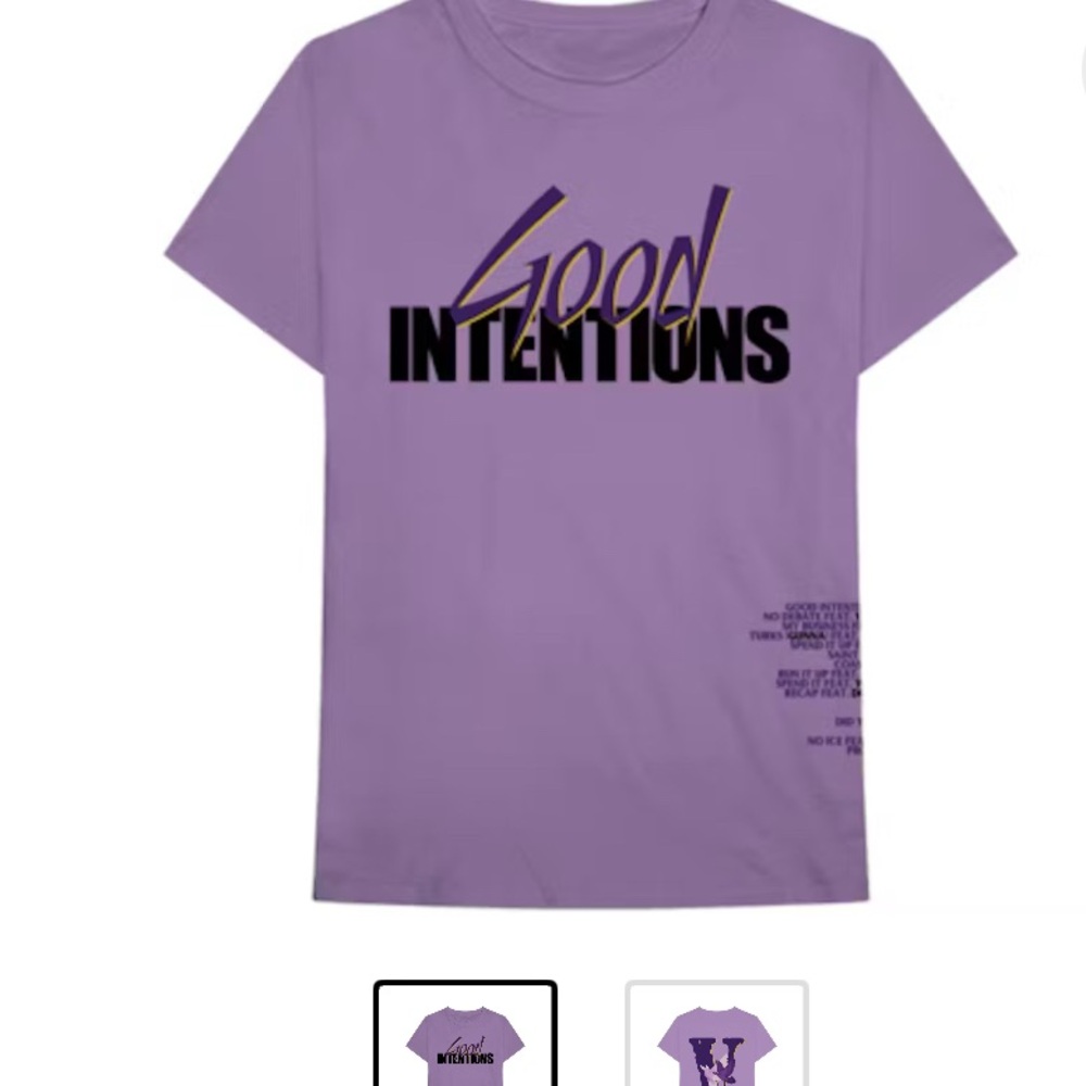 VLONE Purple Nav Good Intentions Dove Short Sleeve Tee Bold Graphic